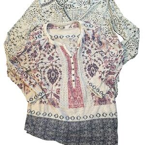 Lucky Brand Floral and Peasant boho Blouses - Cream, Pink, Blue M
